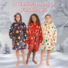 Kids Christmas Plush Oversized Hoodie  (One Size - 7-13 Years)